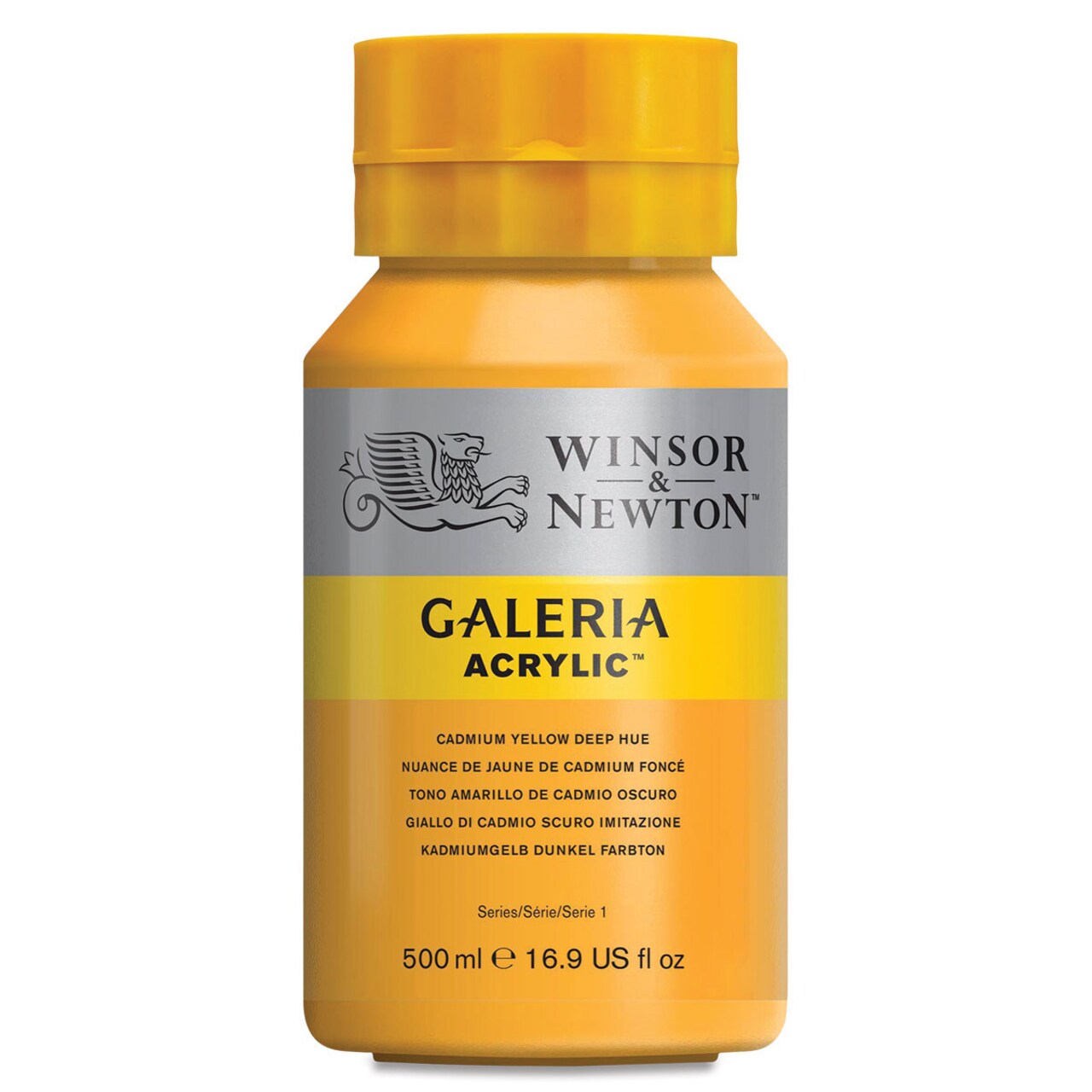 Winsor & Newton Galeria Flow Acrylics - Cadmium Yellow Deep Hue, 500 ml tube